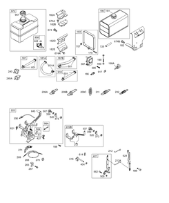 Controls, Fuel Tank, Governor Springs Diagram and Parts List for 256422-0130-XX  Briggs and Stratton Engine